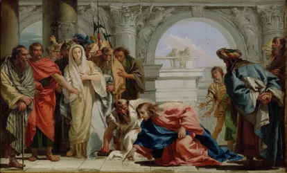 Cristo y la mujer sorprendida en adulterio, 1750-53